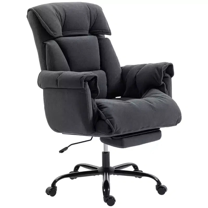 Chaise de bureau inclinable à dossier haut avec repose-pieds rétractable, coussin en mousse épais et hauteur réglable