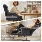 Chaise de bureau inclinable à dossier haut avec repose-pieds rétractable, coussin en mousse épais et hauteur réglable