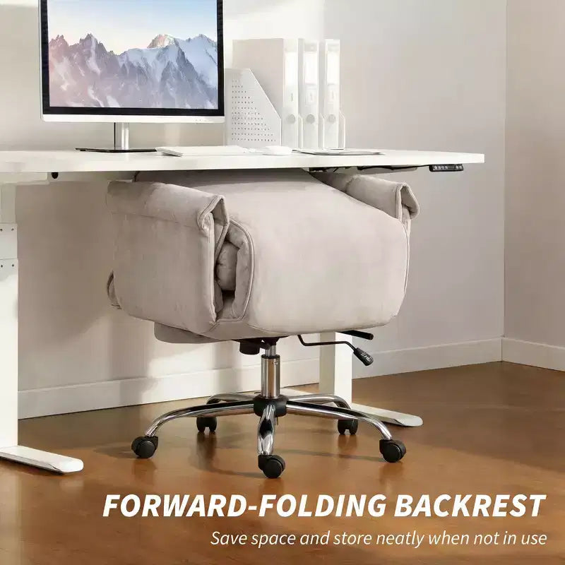 Chaise de bureau inclinable à dossier haut avec repose-pieds rétractable, coussin en mousse épais et hauteur réglable