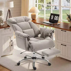 Chaise de bureau inclinable à dossier haut avec repose-pieds rétractable, coussin en mousse épais et hauteur réglable