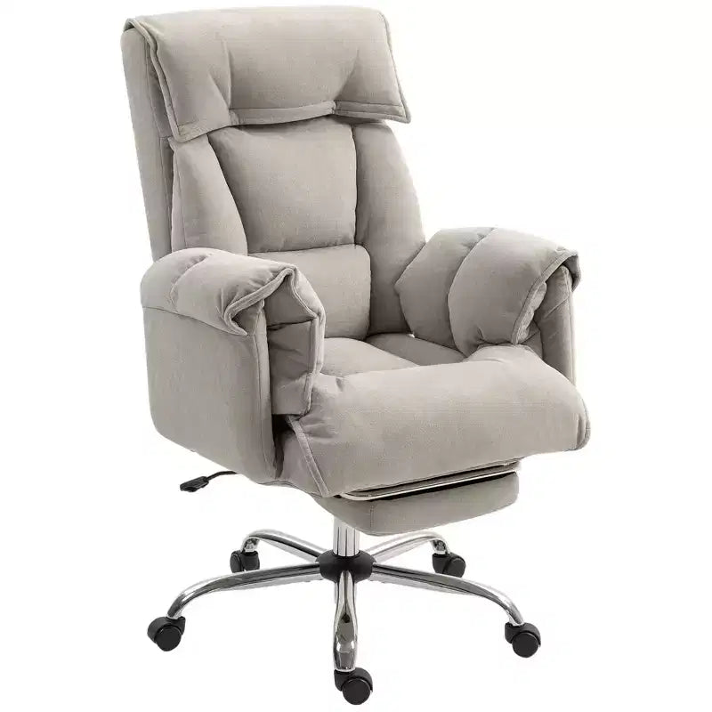 Chaise de bureau inclinable à dossier haut avec repose-pieds rétractable, coussin en mousse épais et hauteur réglable