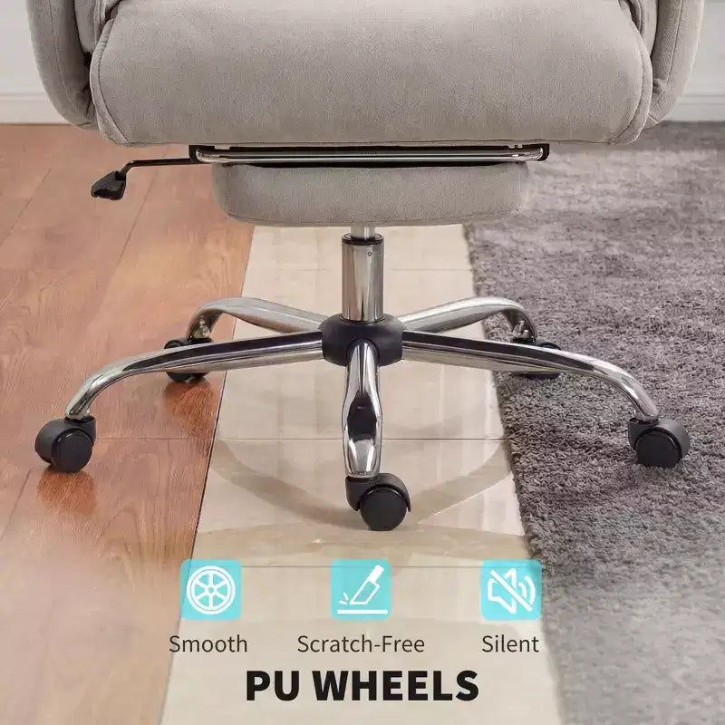 Chaise de bureau inclinable à dossier haut avec repose-pieds rétractable, coussin en mousse épais et hauteur réglable