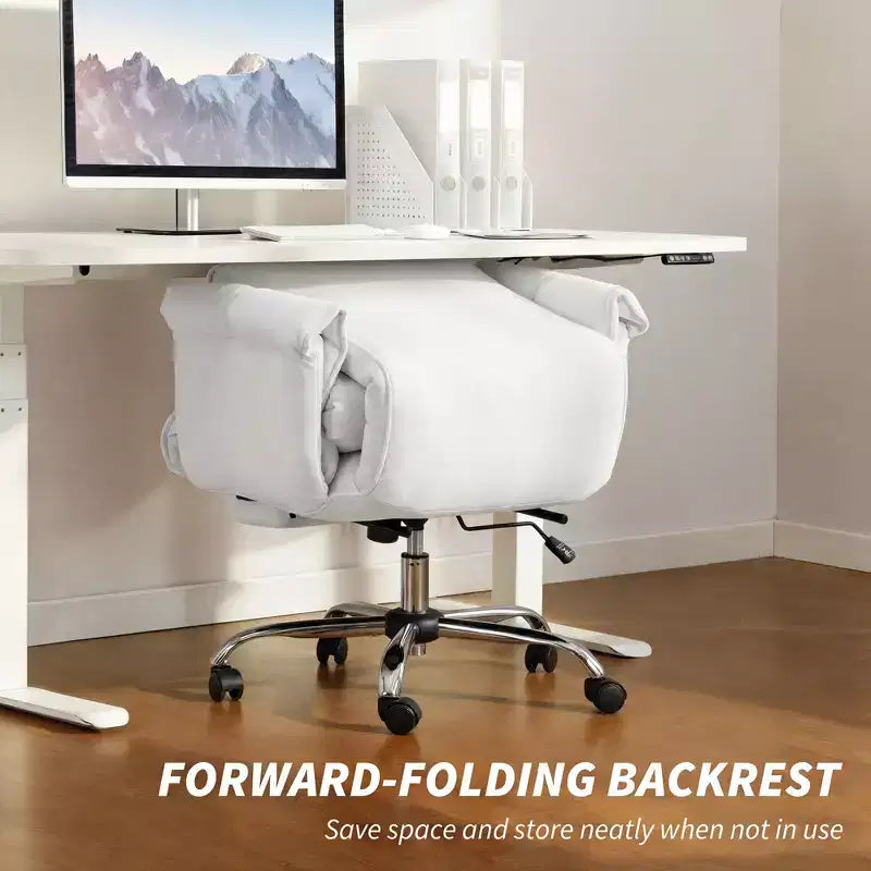 Chaise de bureau inclinable à dossier haut avec repose-pieds rétractable, coussin en mousse épais et hauteur réglable