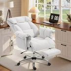 Chaise de bureau inclinable à dossier haut avec repose-pieds rétractable, coussin en mousse épais et hauteur réglable