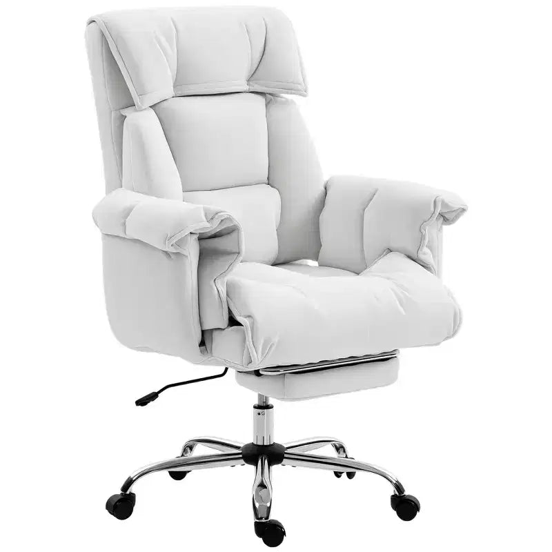 Chaise de bureau inclinable à dossier haut avec repose-pieds rétractable, coussin en mousse épais et hauteur réglable
