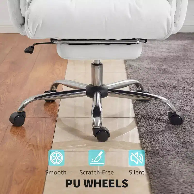 Chaise de bureau inclinable à dossier haut avec repose-pieds rétractable, coussin en mousse épais et hauteur réglable