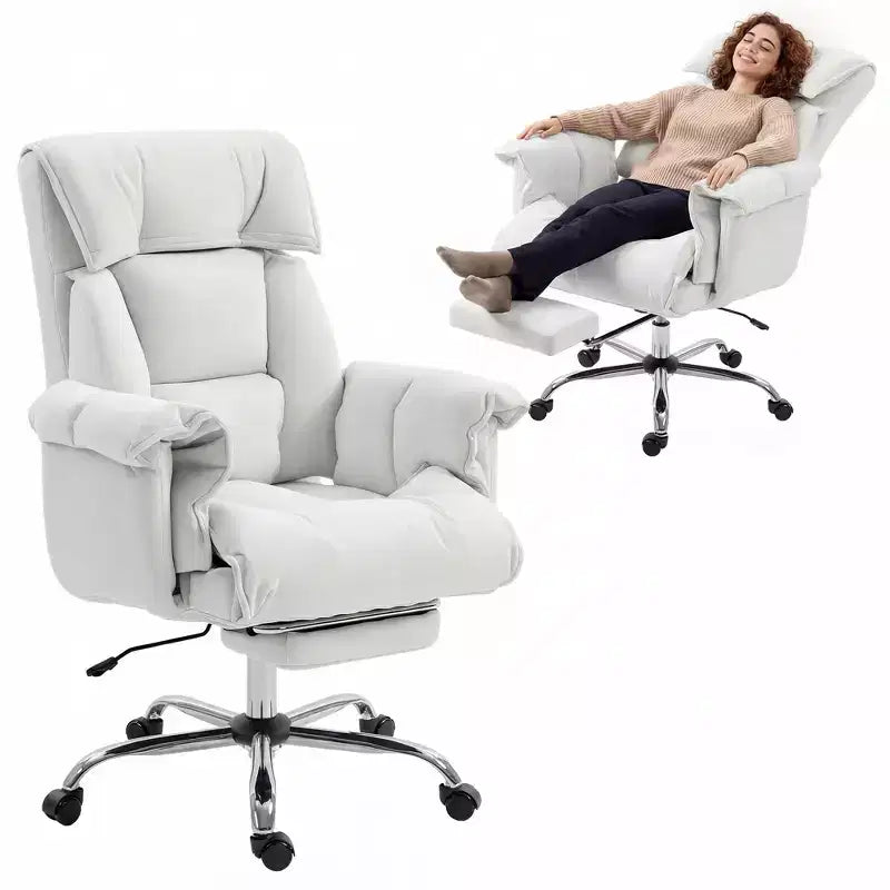 HOMCOM High Back Office Chair, Reclining Desk Chair with Footrest, Thick Cushion, High Resilience Foam, Adjustable Height, Rolling Wheels