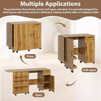 Meuble de couture pliant, table d'artisanat mobile avec tiroirs de rangement et roulettes verrouillables pour studio à domicile