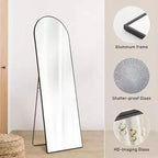 Miroir arque noir 64,1x21,5 - Cadre en aluminium avec support. Pleine longueur, à suspendre, à appuyer ou à poser