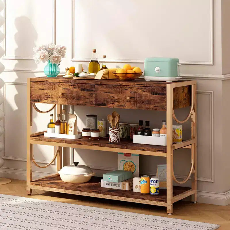 Table d'entrée, console de 81 cm avec 2 tiroirs et étagères de rangement, console pour entrée, couloir de salon, hall d'entrée