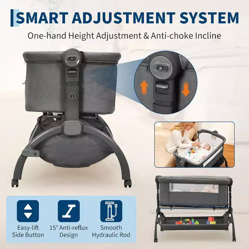 Lit cododo 3-en-1 avec moustiquaire, lit de voyage pour bébé et hauteur réglable