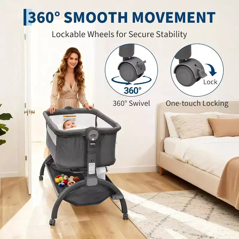 Lit cododo 3-en-1 avec moustiquaire, lit de voyage pour bébé et hauteur réglable