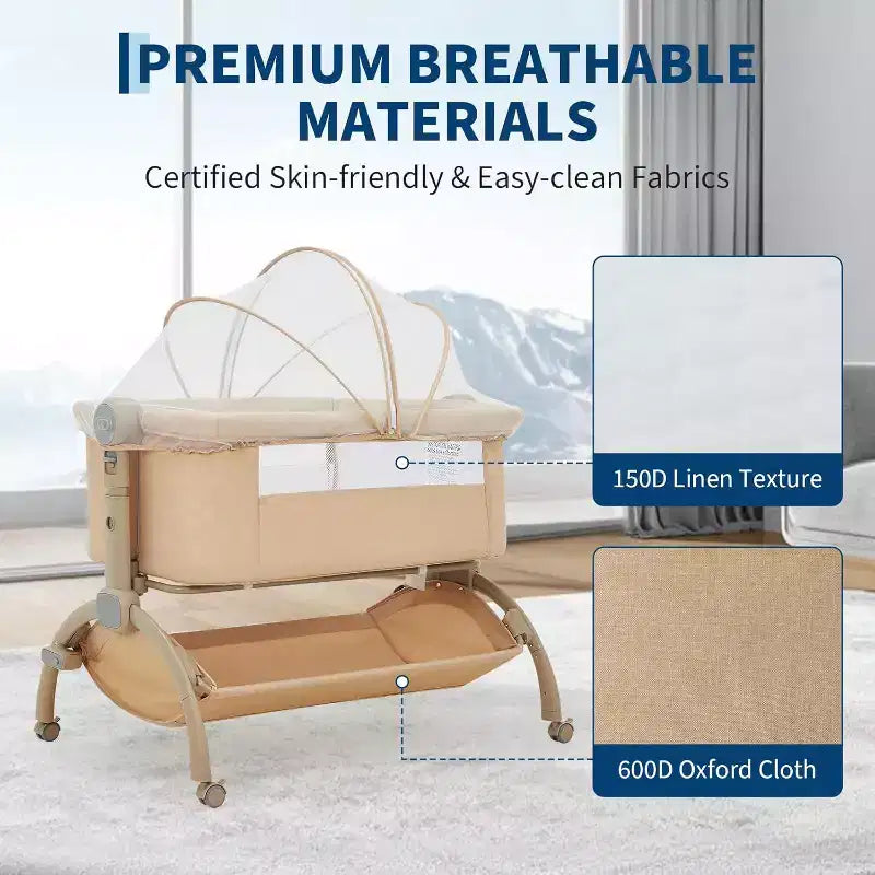 Lit cododo 3-en-1 avec moustiquaire, lit de voyage pour bébé et hauteur réglable