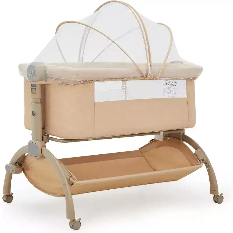 Acekool Bedside Bassinet Baby Sleeper, 3-in-1 Co-Sleeper Crib with Mosquito Net, Travel Baby Bed with Storage & Adjustable Height
