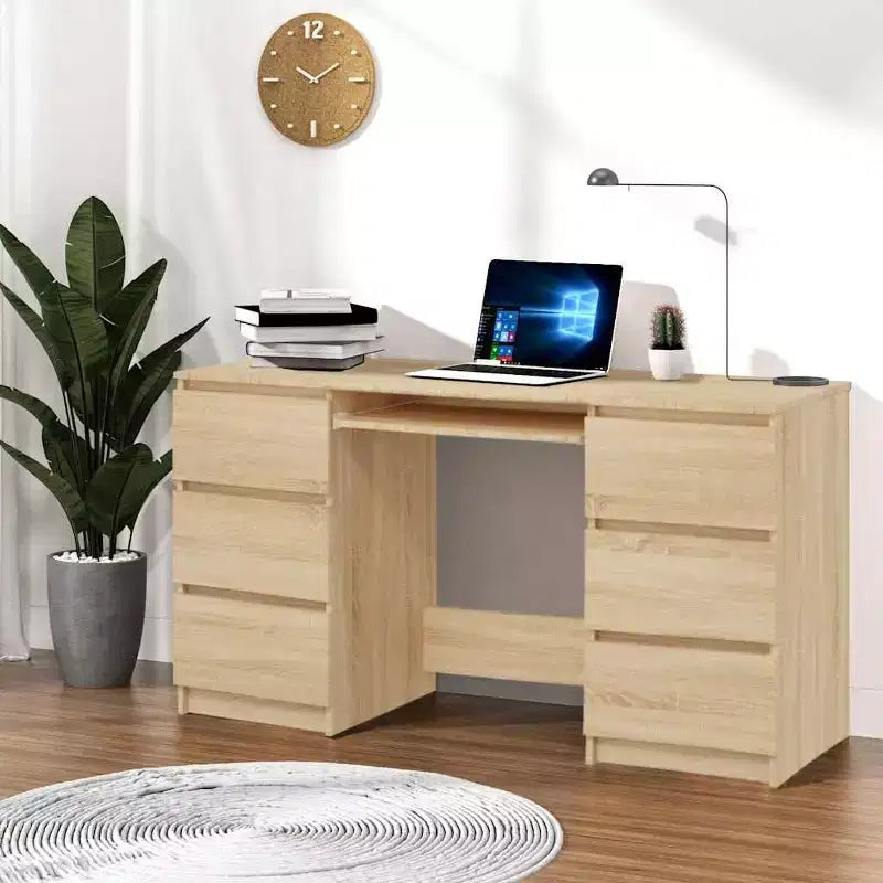 Bureau en Bois d'Ingénierie Blanc, Taille Moyenne, Bureau Durable pour la Maison