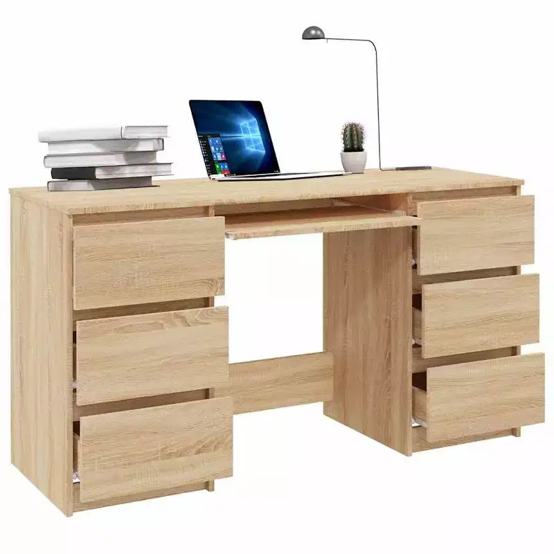 Bureau en Bois d'Ingénierie Blanc, Taille Moyenne, Bureau Durable pour la Maison