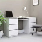 Bureau en Bois d'Ingénierie Blanc, Taille Moyenne, Bureau Durable pour la Maison