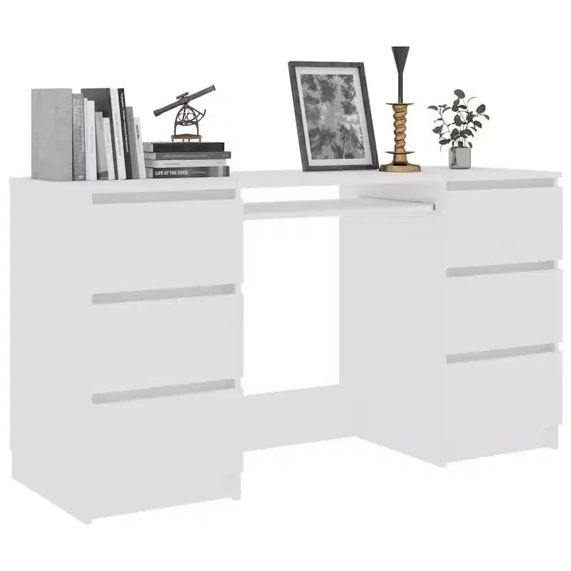 Bureau en Bois d'Ingénierie Blanc, Taille Moyenne, Bureau Durable pour la Maison
