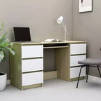 Bureau en Bois d'Ingénierie Blanc, Taille Moyenne, Bureau Durable pour la Maison