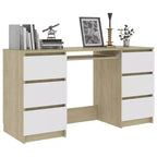 Bureau en Bois d'Ingénierie Blanc, Taille Moyenne, Bureau Durable pour la Maison