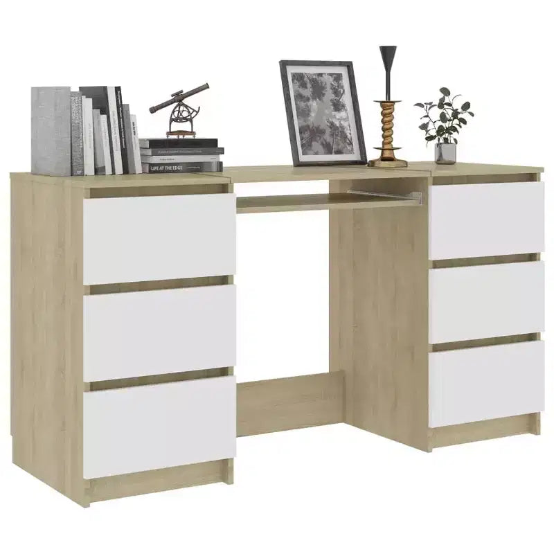 Bureau en Bois d'Ingénierie Blanc, Taille Moyenne, Bureau Durable pour la Maison