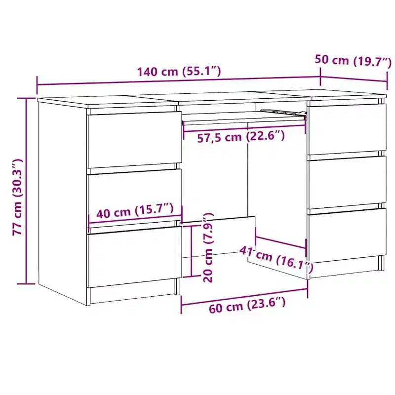 Bureau en Bois d'Ingénierie Blanc, Taille Moyenne, Bureau Durable pour la Maison
