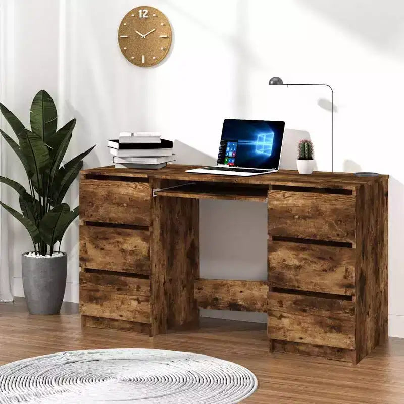 Bureau en Bois d'Ingénierie Blanc, Taille Moyenne, Bureau Durable pour la Maison