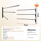 Support mural pour selle, support de selle articulé à trois niveaux (paquet de 2), noir, 78,5x76x14 cm