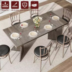 Table de salle à manger, Table de cuisine rectangulaire de 180 cm, Meuble de salle à manger avec cadre robuste, Plateau de table long et épais, Table de dîner