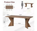 Table de salle à manger, Table de cuisine rectangulaire de 180 cm, Meuble de salle à manger avec cadre robuste, Plateau de table long et épais, Table de dîner