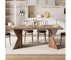 Table de salle à manger, Table de cuisine rectangulaire de 180 cm, Meuble de salle à manger avec cadre robuste, Plateau de table long et épais, Table de dîner