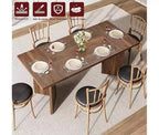 Table de salle à manger, Table de cuisine rectangulaire de 180 cm, Meuble de salle à manger avec cadre robuste, Plateau de table long et épais, Table de dîner