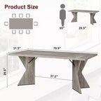 Table de salle à manger, Table de cuisine rectangulaire de 180 cm, Meuble de salle à manger avec cadre robuste, Plateau de table long et épais, Table de dîner