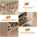 Meuble à chaussures moderne à 3 portes basculantes avec design cannelé. Étagères réglables dans un organiseur autoportant étroit pour l'entrée ou le couloir.