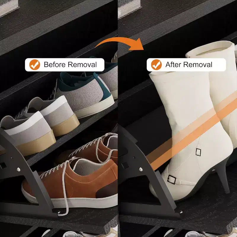 Meuble à chaussures moderne à 3 portes basculantes avec design cannelé. Étagères réglables dans un organiseur autoportant étroit pour l'entrée ou le couloir.