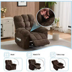 Fauteuil inclinable manuel gris, canapé ergonomique rembourré en tissu avec pochette latérale et cadre en acier pour le salon