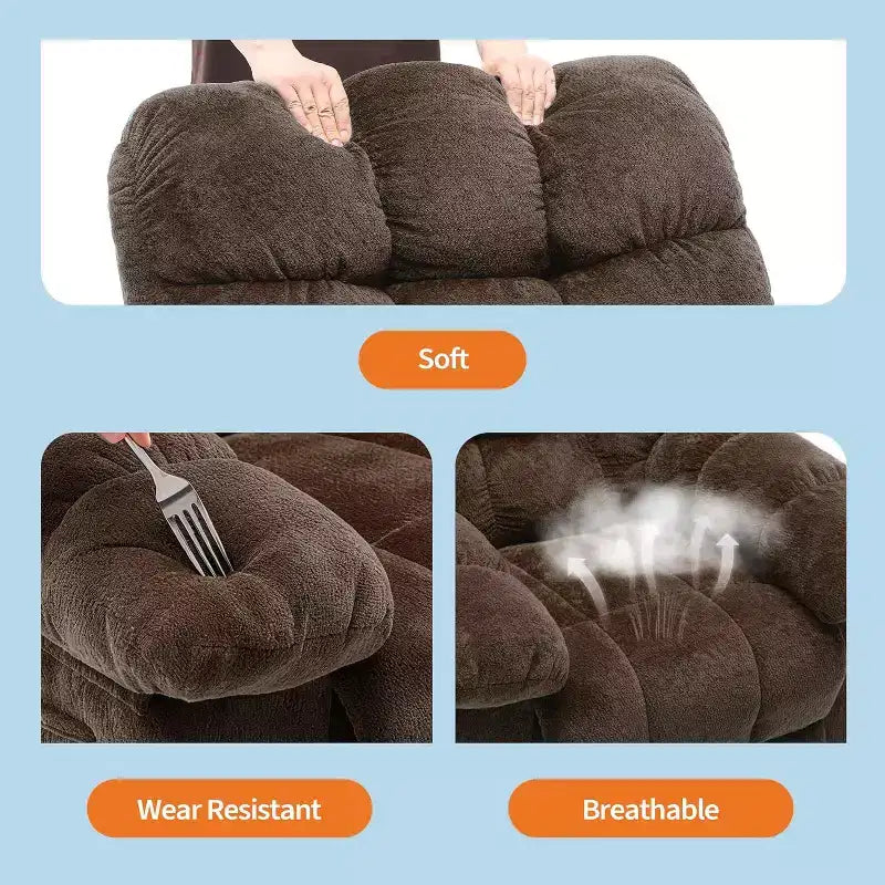 Fauteuil inclinable manuel gris, canapé ergonomique rembourré en tissu avec pochette latérale et cadre en acier pour le salon
