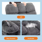 Fauteuil inclinable manuel gris, canapé ergonomique rembourré en tissu avec pochette latérale et cadre en acier pour le salon