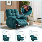 Fauteuil inclinable manuel gris, canapé ergonomique rembourré en tissu avec pochette latérale et cadre en acier pour le salon
