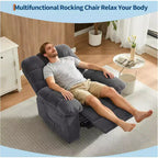 Fauteuil inclinable manuel gris, canapé ergonomique rembourré en tissu avec pochette latérale et cadre en acier pour le salon
