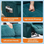 Fauteuil inclinable manuel gris, canapé ergonomique rembourré en tissu avec pochette latérale et cadre en acier pour le salon
