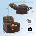 Fauteuil inclinable manuel gris, canapé ergonomique rembourré en tissu avec pochette latérale et cadre en acier pour le salon