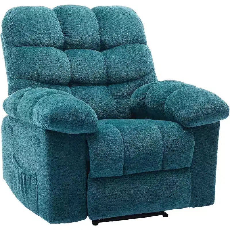 Acekool Gray Manual Recliner Chair, Overstuffed Ergonomic Fabric Sofa with Side Pocket, Q235 Steel Frame for Living Room