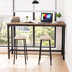Table de pub haute avec pieds robustes et patins réglables, 140 cm/195 cm pour bar ou café