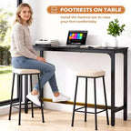 Table de pub haute avec pieds robustes et patins réglables, 140 cm/195 cm pour bar ou café