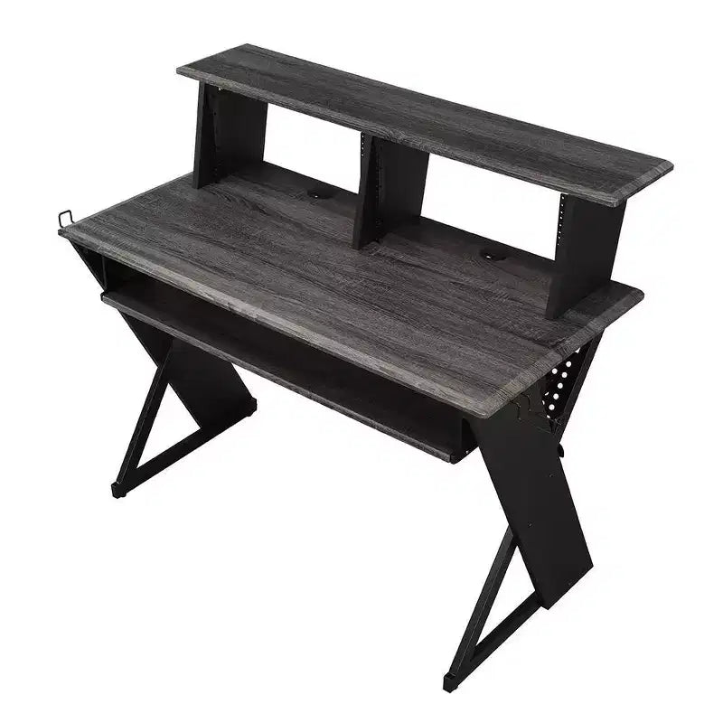 Humanity 47" Decorative Bookshelf Black - Acme Furniture: Metal Frame, Wood Composite Surface, Open Storage Shelf