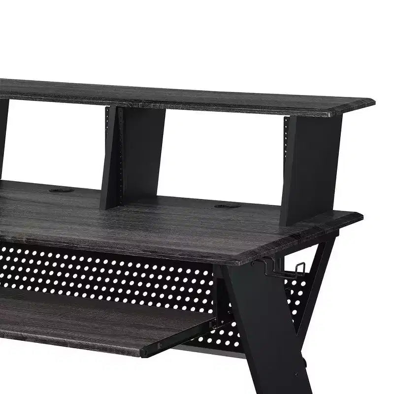 Étagère décorative de 47 po avec cadre en métal et surface en bois composite, étagère de rangement ouverte, noire