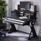 Étagère décorative de 47 po avec cadre en métal et surface en bois composite, étagère de rangement ouverte, noire