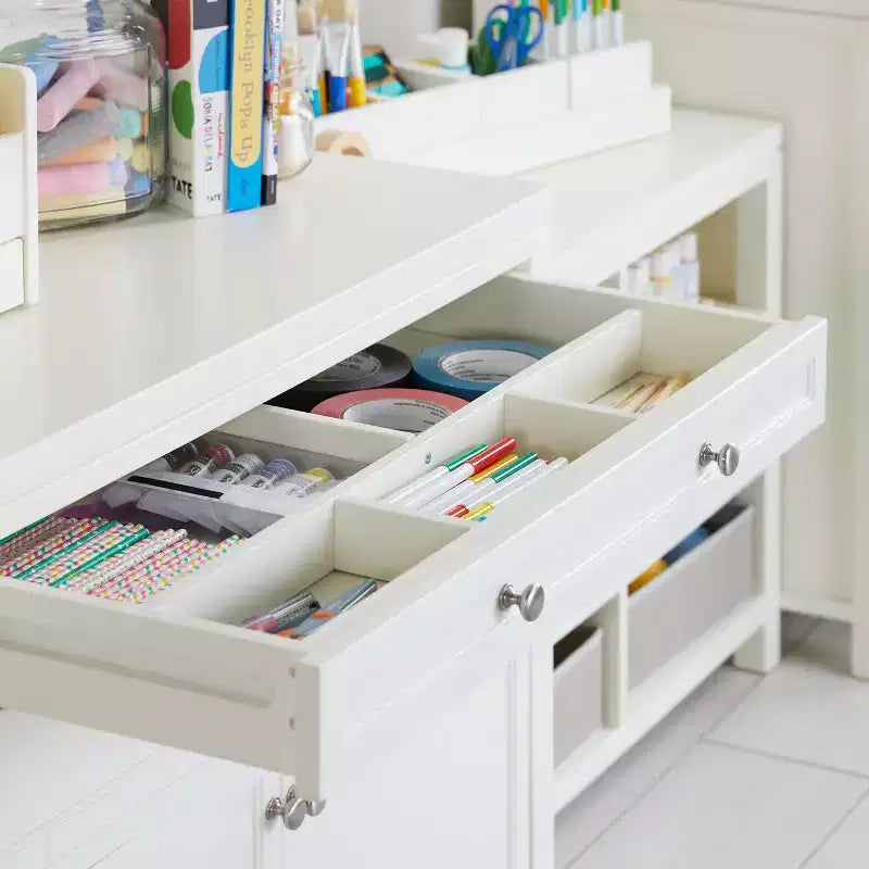 Meuble de rangement pour fournitures d'art pour enfants avec 5 tiroirs, portes à fermeture amortie et finition anti-rayures