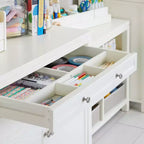 Meuble de rangement pour fournitures d'art pour enfants avec 5 tiroirs, portes à fermeture amortie et finition anti-rayures
